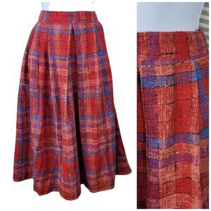 Vintage 70s Pleated Plaid Skirt 6/8 Midi Tartan Pastel Pink Purple Blue Alt Art